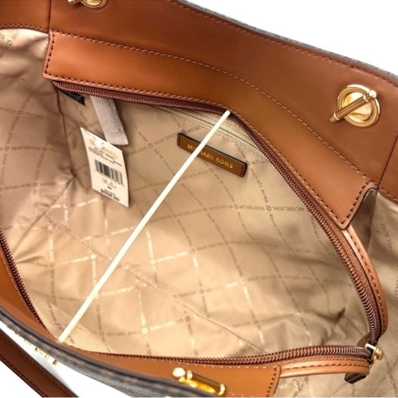 Michael Kors Large Jet Set Travel Chain Shoulder Bag & Trifold Wallet Brown - Picture 9 of 14